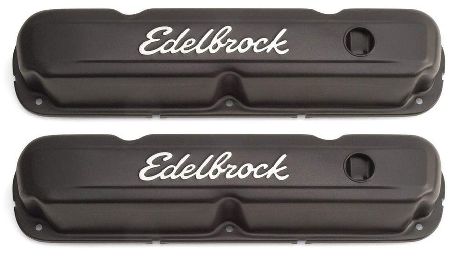 Edelbrock Signature Series 4473 Valve Cover Chrysler 318-360 Low Profile Chrome w/Black Finish