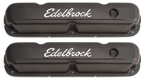 Edelbrock Signature Series 4473 Valve Cover Chrysler 318-360 Low Profile Chrome w/Black Finish