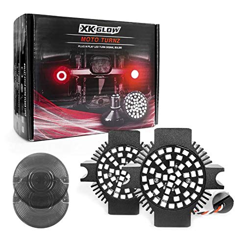 XKGLOW Motorcycle Rear LED Turn Signal Kit - 1156 Flat Style Smoked Lenses XK1156F-R-S