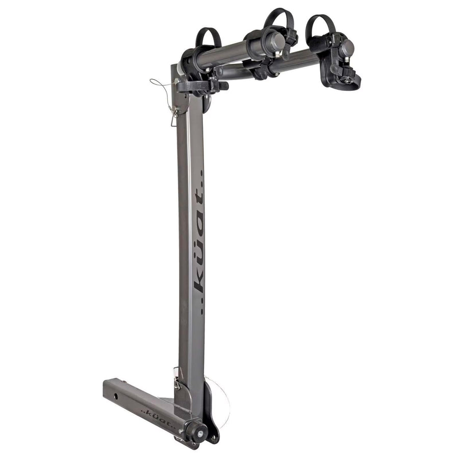 2" KUAT Beta Hitch-Mounted Bike Rack | Hanging-Style Durable Lightweight Aluminum Powder Coated Folding Tilting-Down Gray Bicycle Car Truck Transportation Hauling Rack | 2 Bike Capacity