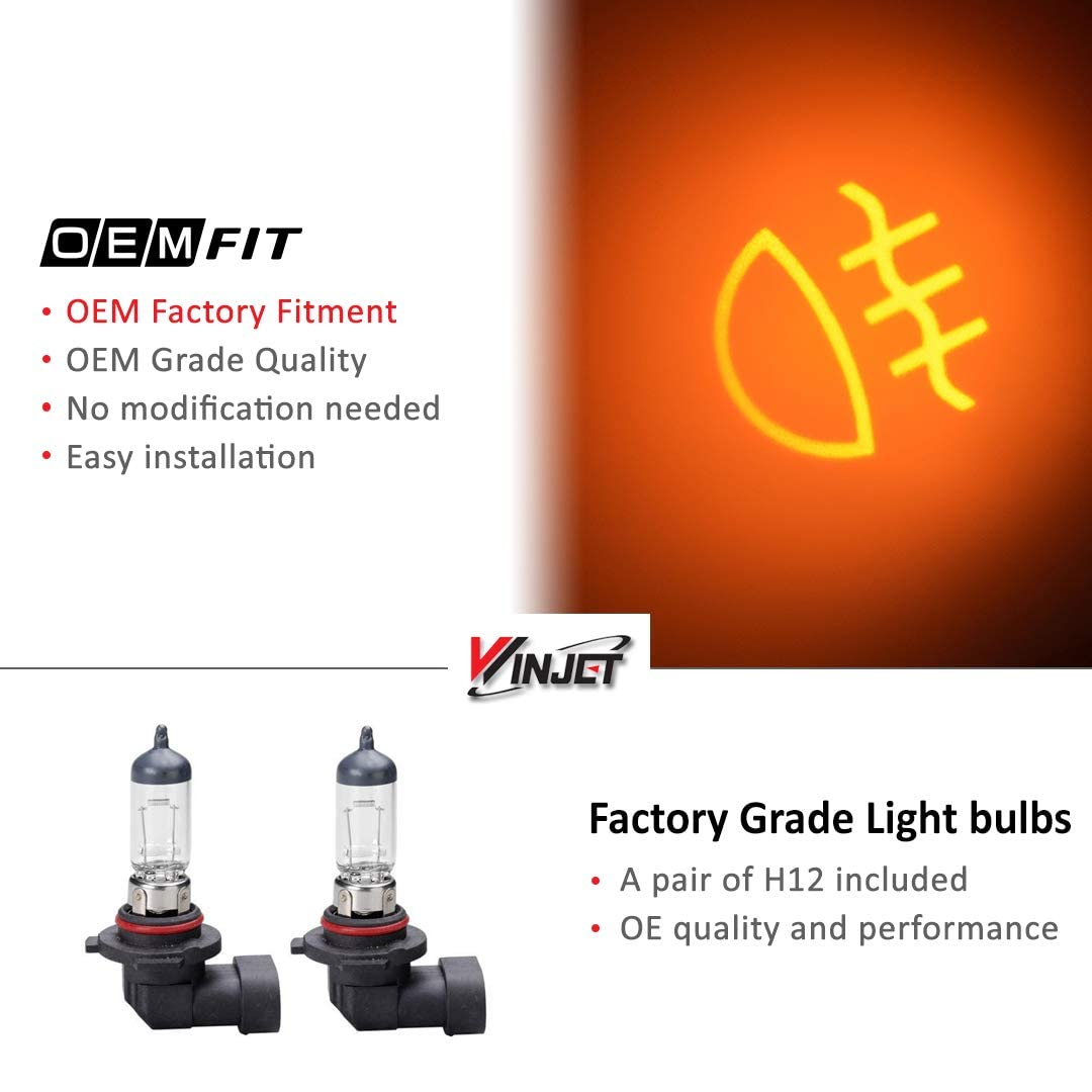 Fog Lights Winjet Fit For 1999-2003 Jeep Grand Cherokee [1999 2000 2001 2002 2003] Driving Fog Lamp Assembly With 12V 53W H12 Halogen Bulbs