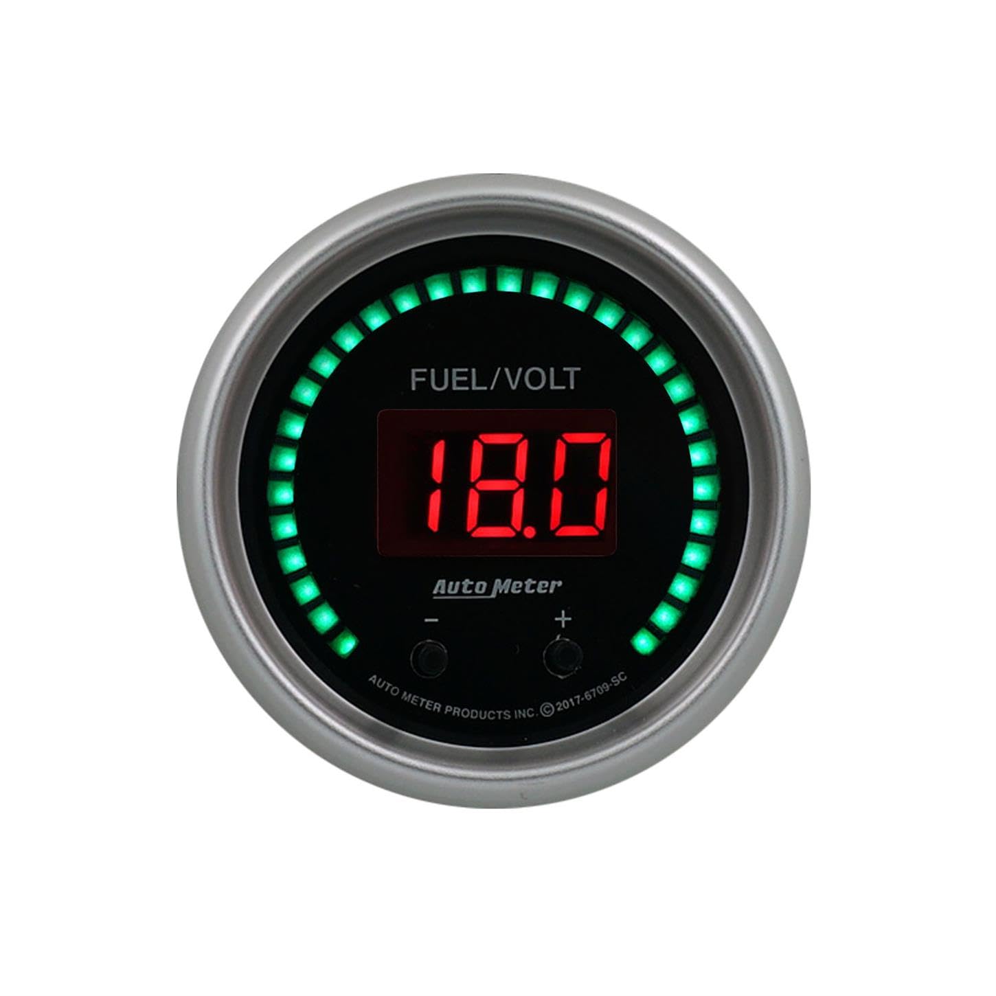 Autometer 52.4mm Switchable Black 0-100 Fuel Level / 8-18V Voltmeter Sport-Comp Elite Digital Gauge