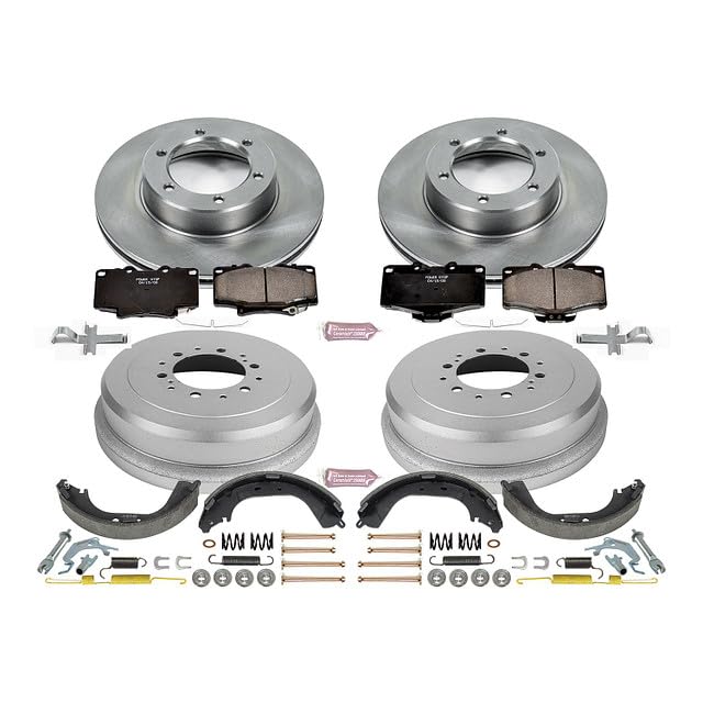 Power Stop Autospecialty KOE15094DK Front and Rear Replacement Brake Kit-OE Brake Drums & Ceramic Brake Pads For Toyota 4Runner 1991-1995 [Model Specific]