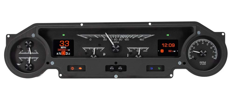 Dakota Digital HDX-64F-FAL-K Analog Gauge System Compatible with 1964-65 Ford Falcon, Ranchero and Mustang Black Alloy