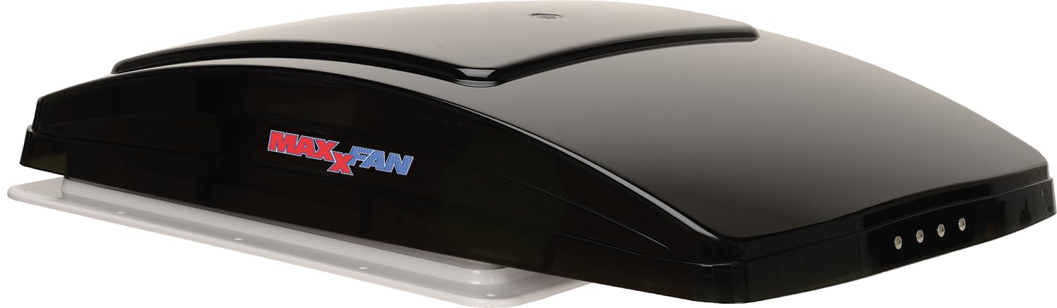Maxxfan Deluxe Vent, MAXXAIR Fan and Vent Cover All in One - Powerful 4-Speed Reversible Fan with Thermostat, Built-in Rain Cover, Exhaust Air Only, Fits 14" x14 Roof Openings, Smoke (00-06401K)