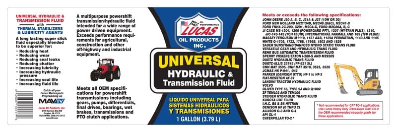 Universal Hydraulic & Transmission Fluid Lucas Oil - 1 Gallon