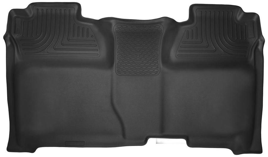 Husky Liners X-act Contour Floor Mats | Fits 2014-2018 Chevrolet Silverado & GMC Sierra 1500; 2015-2019 2500/3500 Silverado/Sierra Crew Cab (Full Coverage) | 2nd Row, 1-pc Black - 53901