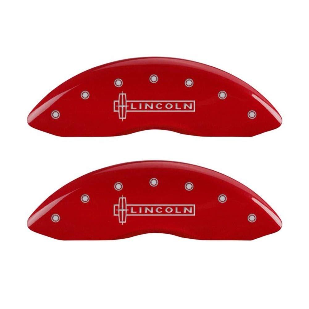 MGP Caliper Covers 36022SLC1RD Silver Characters Red Powder Coat Finish Disc Brake Caliper Cover (Set of 4)