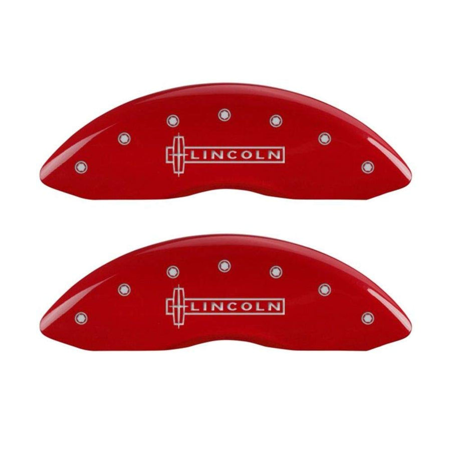 MGP Caliper Covers 36022SLC1RD Silver Characters Red Powder Coat Finish Disc Brake Caliper Cover (Set of 4)