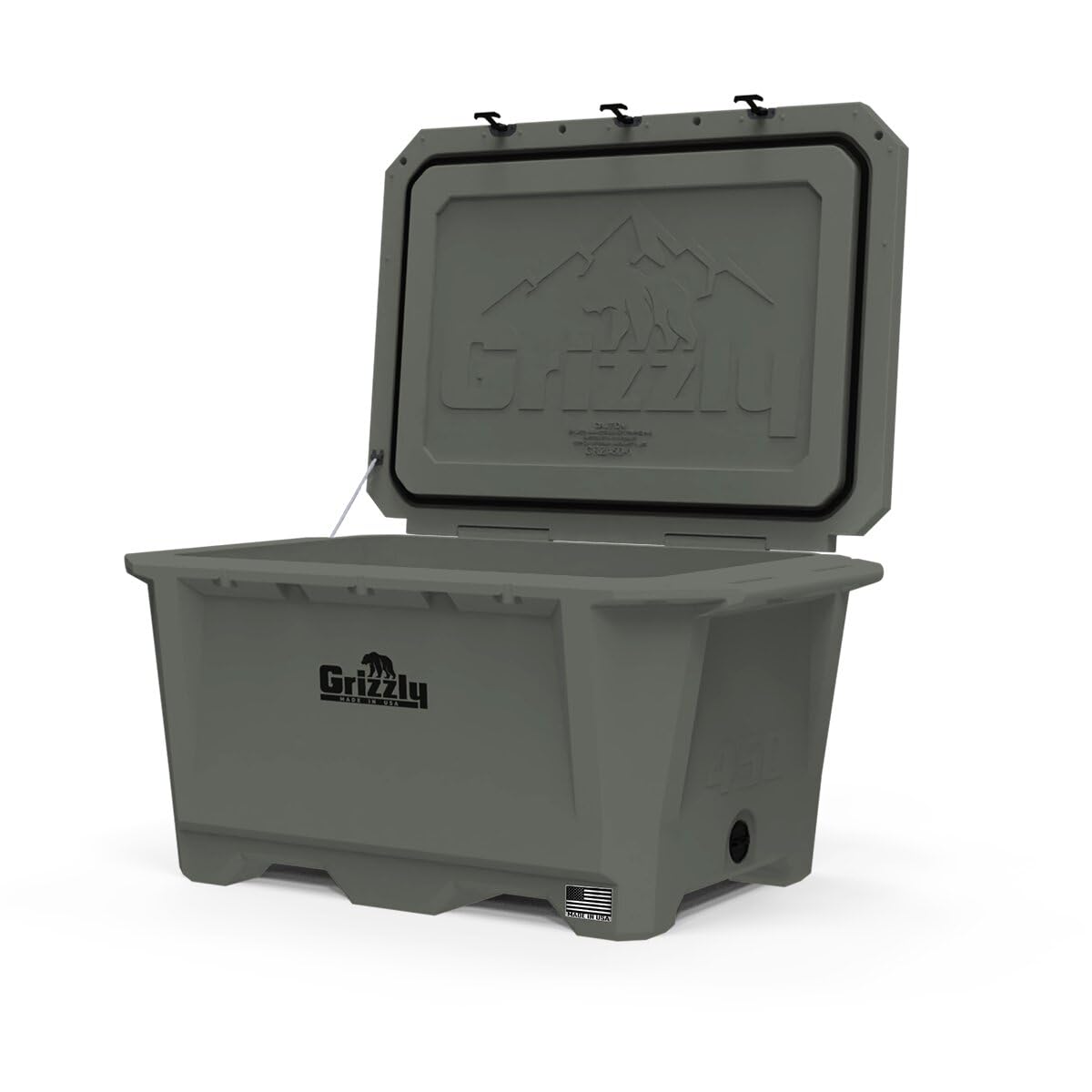 450 Cooler Grizzly | 450 qt Ice Chest Durable Rotomolded Insulated | Made in USA | Warranty for Life | for Cold Plunge Ice Bath Camping Fishing Hunting | G450 | Lunar Green