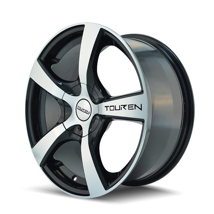Black/Machined Face/Machined Lip TOUREN TR9 Wheel with Alloy Steel (18 x 8. inches /108 x 108 mm, 40 mm Offset)