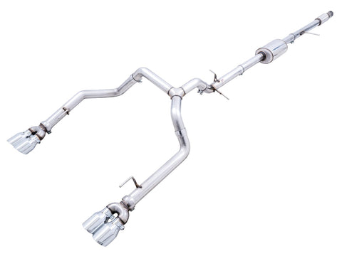 4th Gen AWE Tuning GM 1500 5.3L 0FG Catback Split Rear Exit (w/Bumper Cutouts) - Quad Chrome Tips - 3015-42201