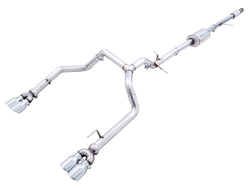 4th Gen AWE Tuning GM 1500 5.3L 0FG Catback Split Rear Exit (w/Bumper Cutouts) - Quad Chrome Tips - 3015-42201