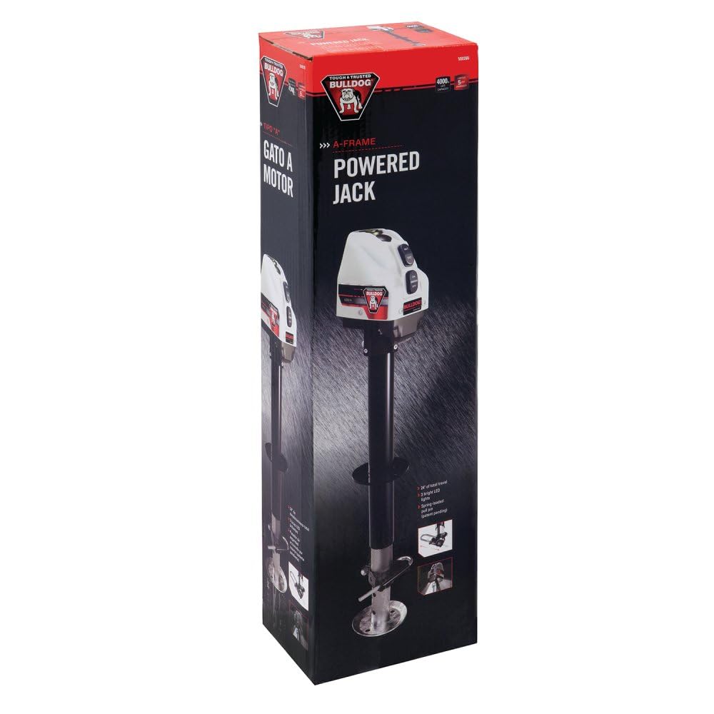 500200 Bulldog Cases Powered Trailer Jack, A-Frame, 4,000 lbs. Lift Capacity, Bolt-On, 22 Inch Travel
