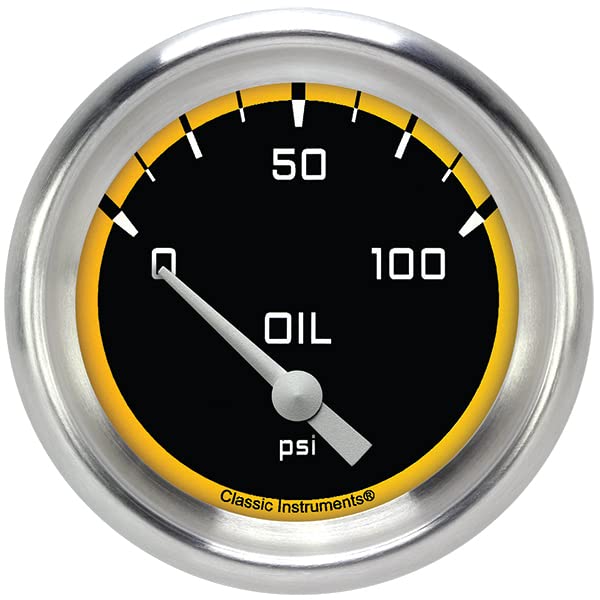 AX281YAPF Classic Instruments AutoCross Yellow 2-5/8" Oil Pressure Gauge