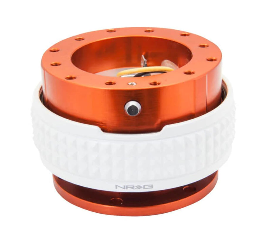 NRG Innovations Gen 2.1 NRG-SRK-210OR-GL Race Steering Wheel Quick Release Kit Adapter Orange Body/Glow in the Dark Pyramid Ring, 6x70 and 6x74mm Bolt Patterns