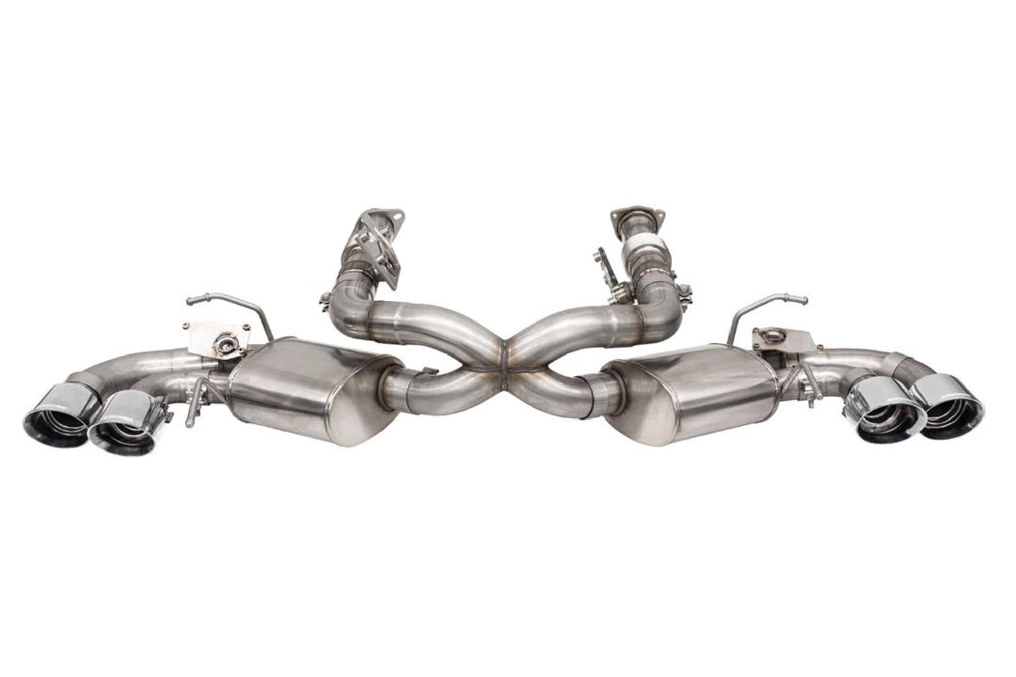 2020 Corsa Corvette C8 3in Valved Cat-Back 4.5in Pol Quad Tips - Fits Factory Perf Exhaust w/AFM