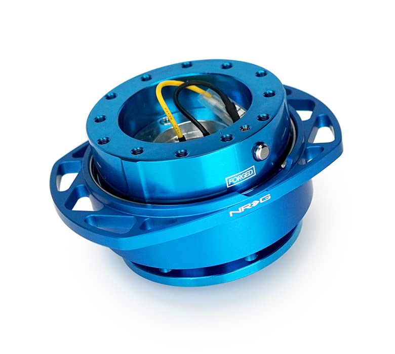 NRG Innovations Gen 2.0 NRG-SRK-257BL-BL Steering Wheel Quick Release Kit Adapter, Blue Body/Blue Cutout Ring 6x70mm & 6x74mm Bolt Pattern