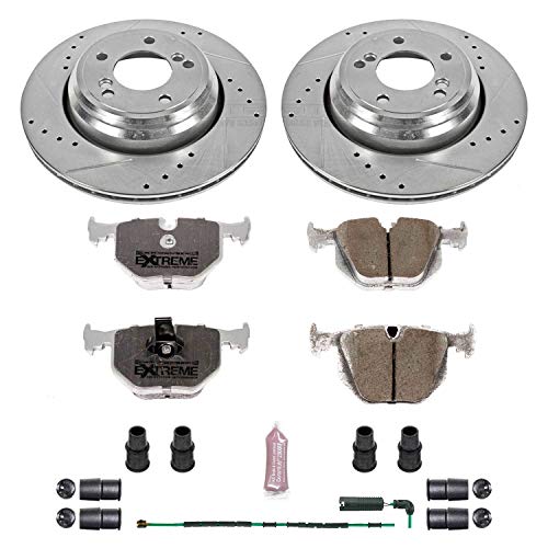 Power Stop K5732-26 Z26 Carbon Fiber Brake Pads Rear with Drilled & Slotted Brake Rotors Kit For BMW M3 2001-2006 [Model Specific]