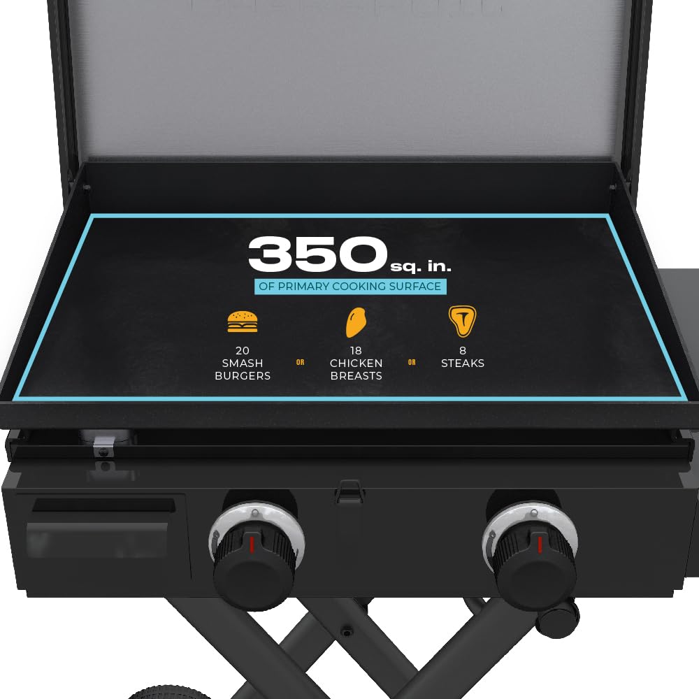 22" Charbroil® Performance Series™ Folding Cart 2-Burner Portable Propane Gas Griddle, Black - 463711223