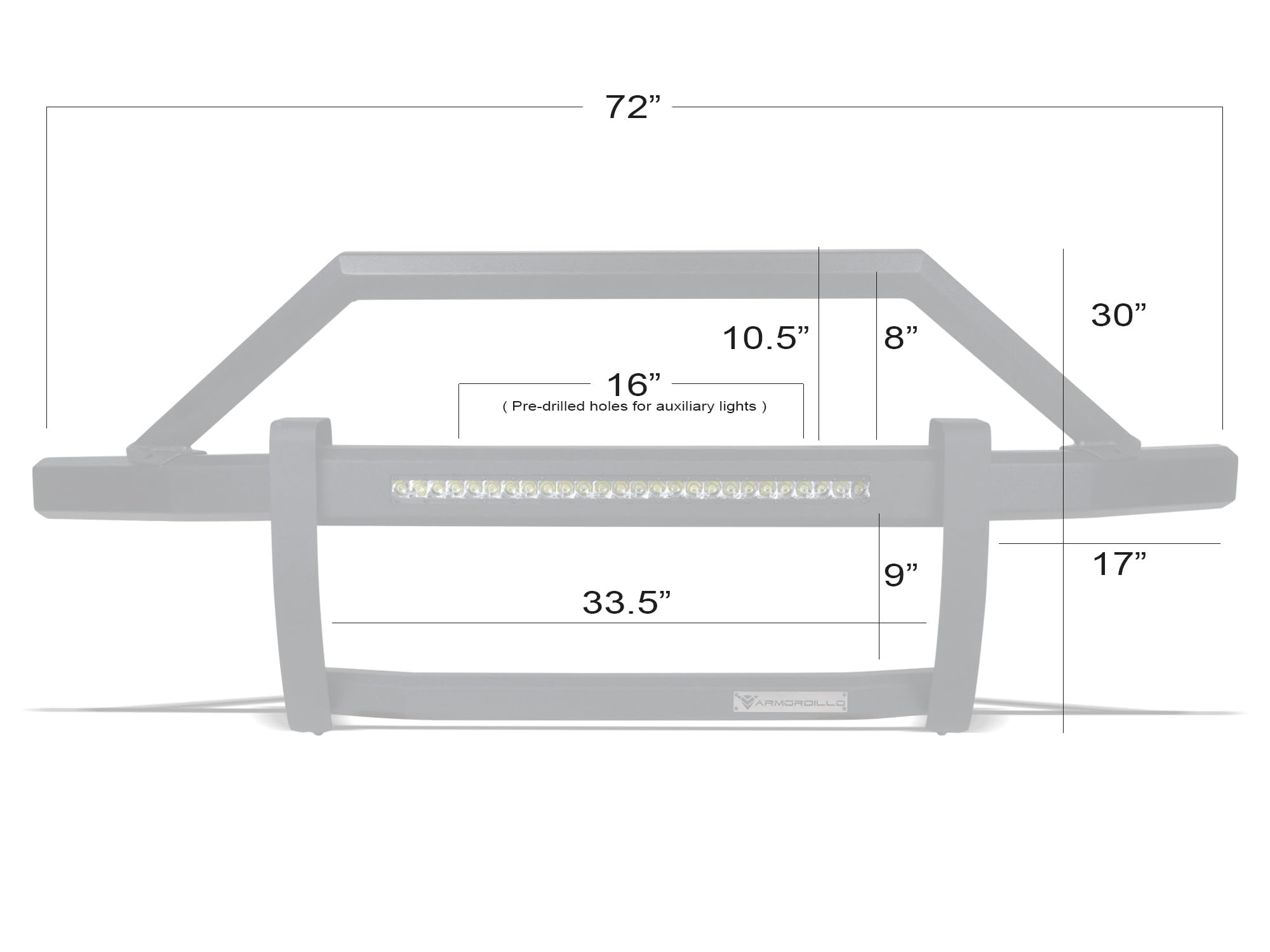 ARX LED Pre-Runner Guard Armordillo Compatible With 2007-2013 Chevy Silverado 1500|8734346|Textured Black|Pre-Runner Grille Guard|Bumper Guard|26" LED Light Bar