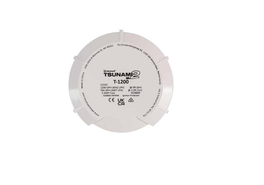 Tsunami Mk2 Attwood 5624-6 T1200 Replacement Cartridge, Bilge/Aerator Pump Motor, Black, 12V 1200 GPH