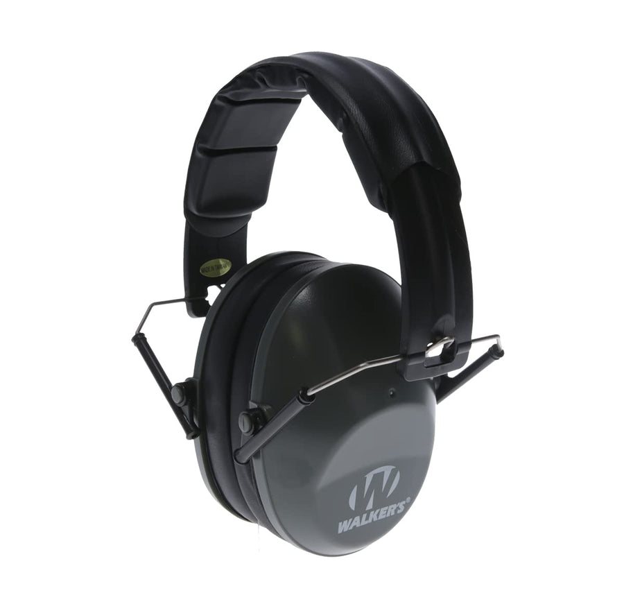 Walker's Lightweight Unisex Adult's Foldable Hearing Protection 22 dB Noise Reduction Pro Low-Profile Folding Passive Earmuffs, Grey