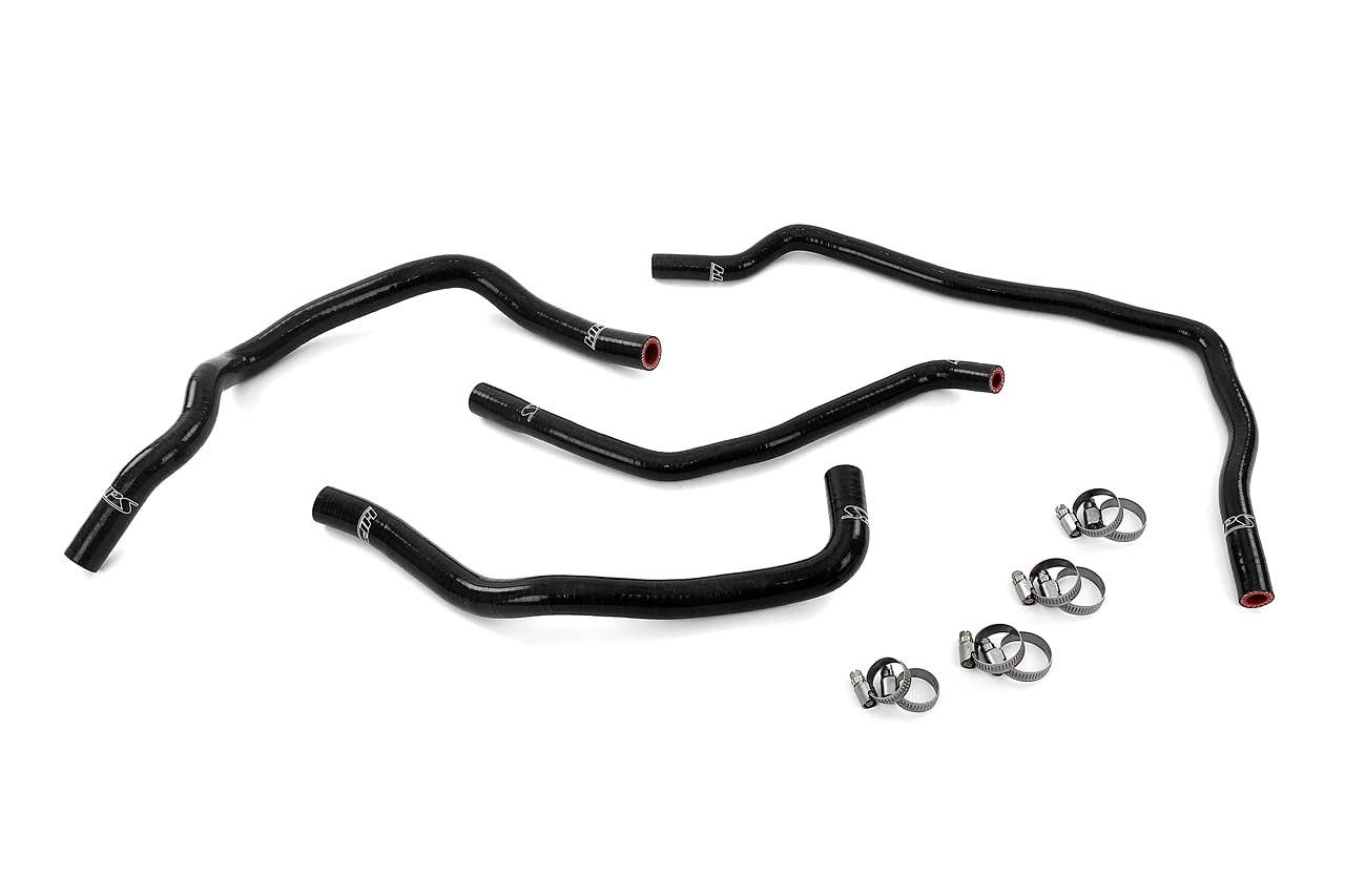 HPS Performance Silicone Black Heater And Expansion Tank Coolant Hoses Compatible for 2008-2015 Scion xB 2.4L, 57-2102-BLK