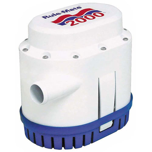 Rule Automatic Bilge Pump 1500/2000 GPH RM2000A - 12V/24V with Sensor-Eco-Friendly Field Effect - Reliable High-Capacity Pumping for Boats-Smart Safety Features-Easy Installation - Ideal for Dry Bilge