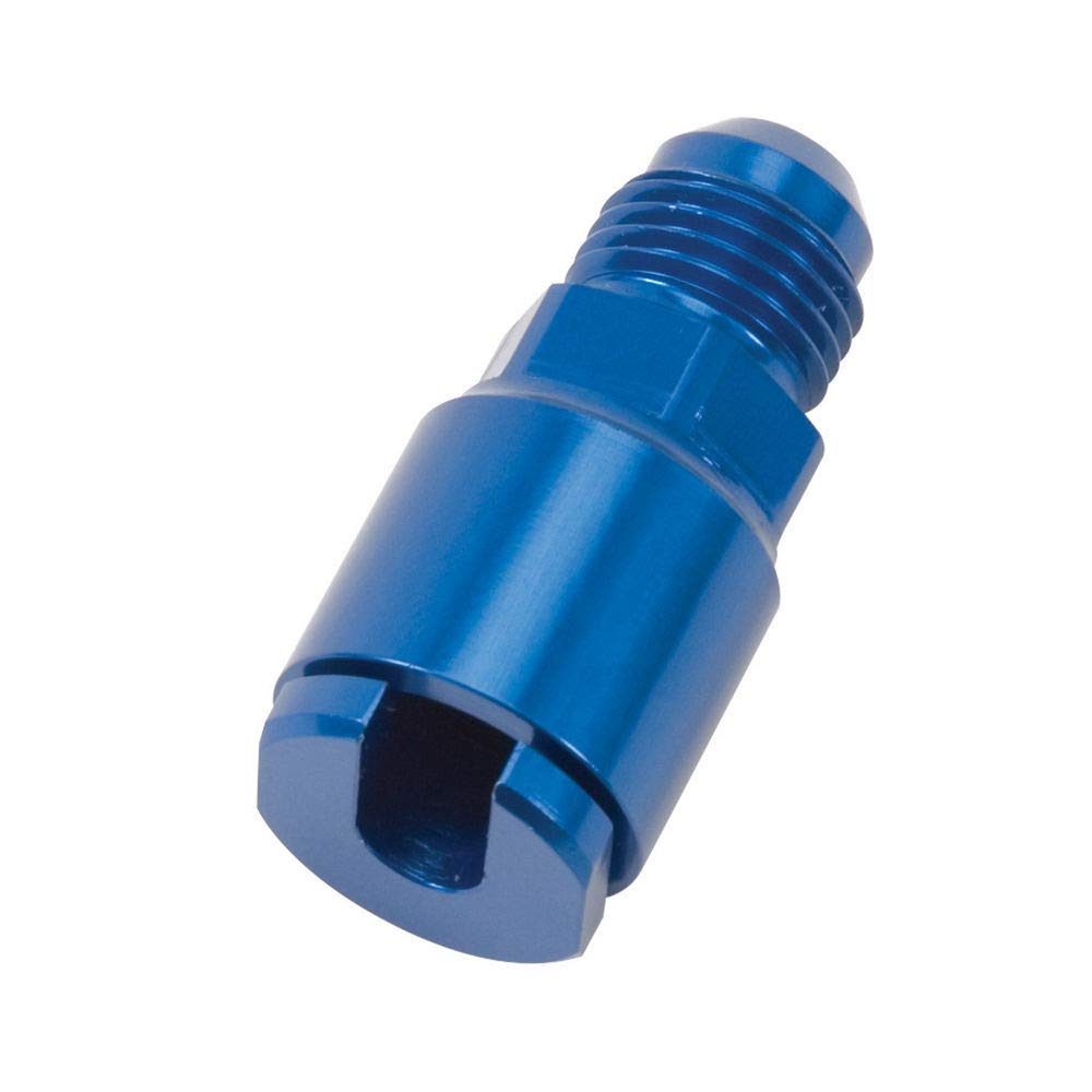 EdelbrockEFI #6 AN MALE TO 1/4" SAE QUICK DISCONNECT FEMALE ADAPTER FITTING BLUE ANODIZE FINISH