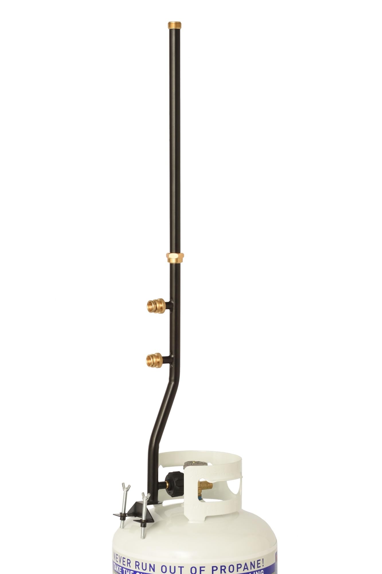 Flame King 3 Outlet Adapter FK-DP2PC 20 to 1LB Propane Distribution Post Pole Tree Stem Stand for Stove, Lanterns, and Camping, Black