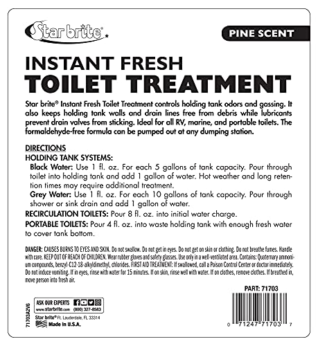 Instant Fresh STAR BRITE Toilet Treatment - Pine Scent, Odor & Waste Control, 128 OZ (071703)