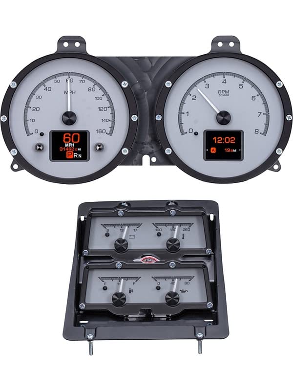 Dakota Digital 68 Camaro Chevy with Console Gauges Analog Customizable Gauges Kit Silver Alloy Style HDX-68C-CAC-S