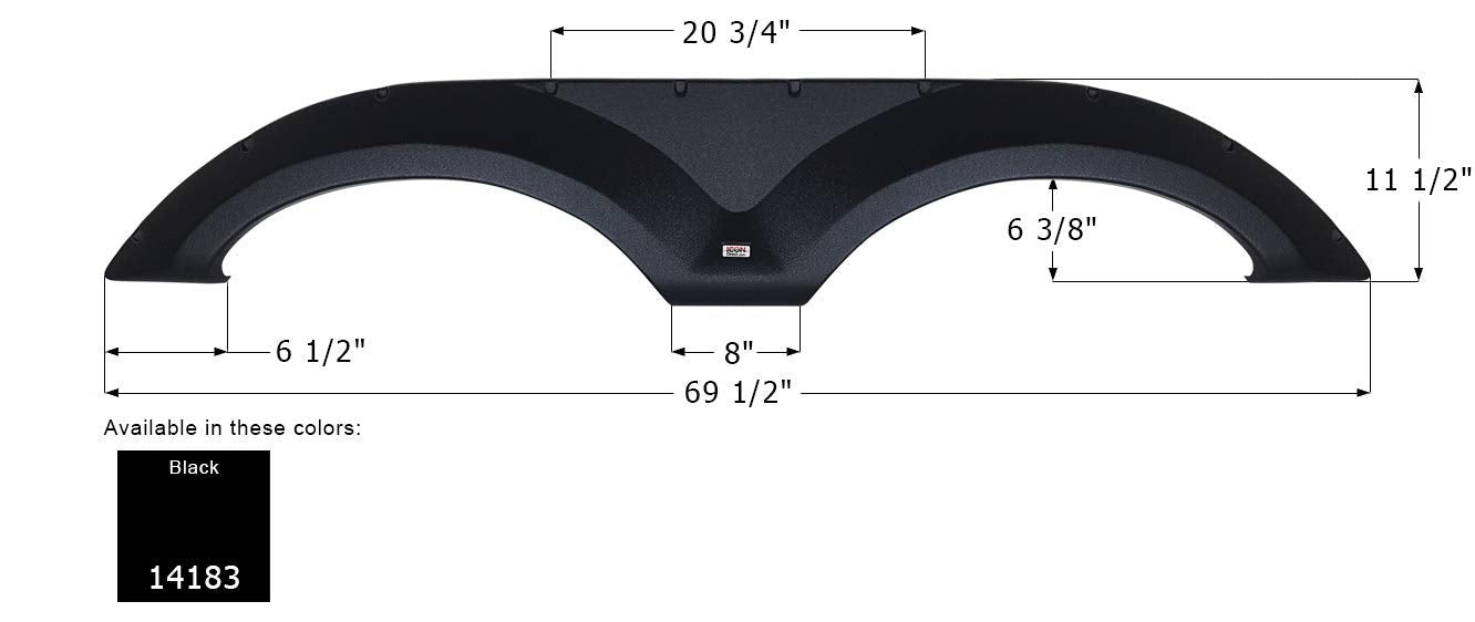 Tandem Axle Fender Skirt ICON 14183 for Forest River - Black