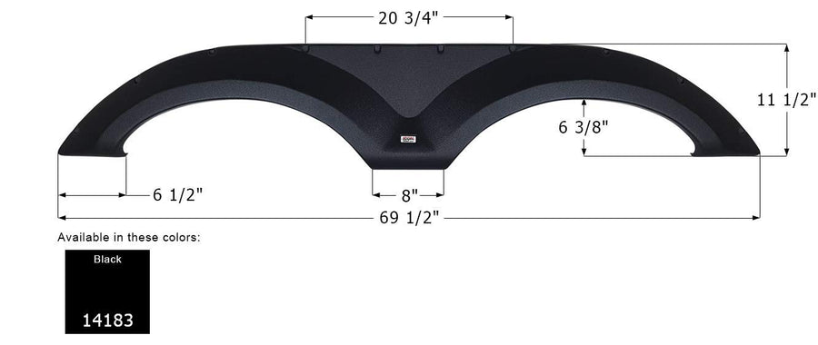 Tandem Axle Fender Skirt ICON 14183 for Forest River - Black