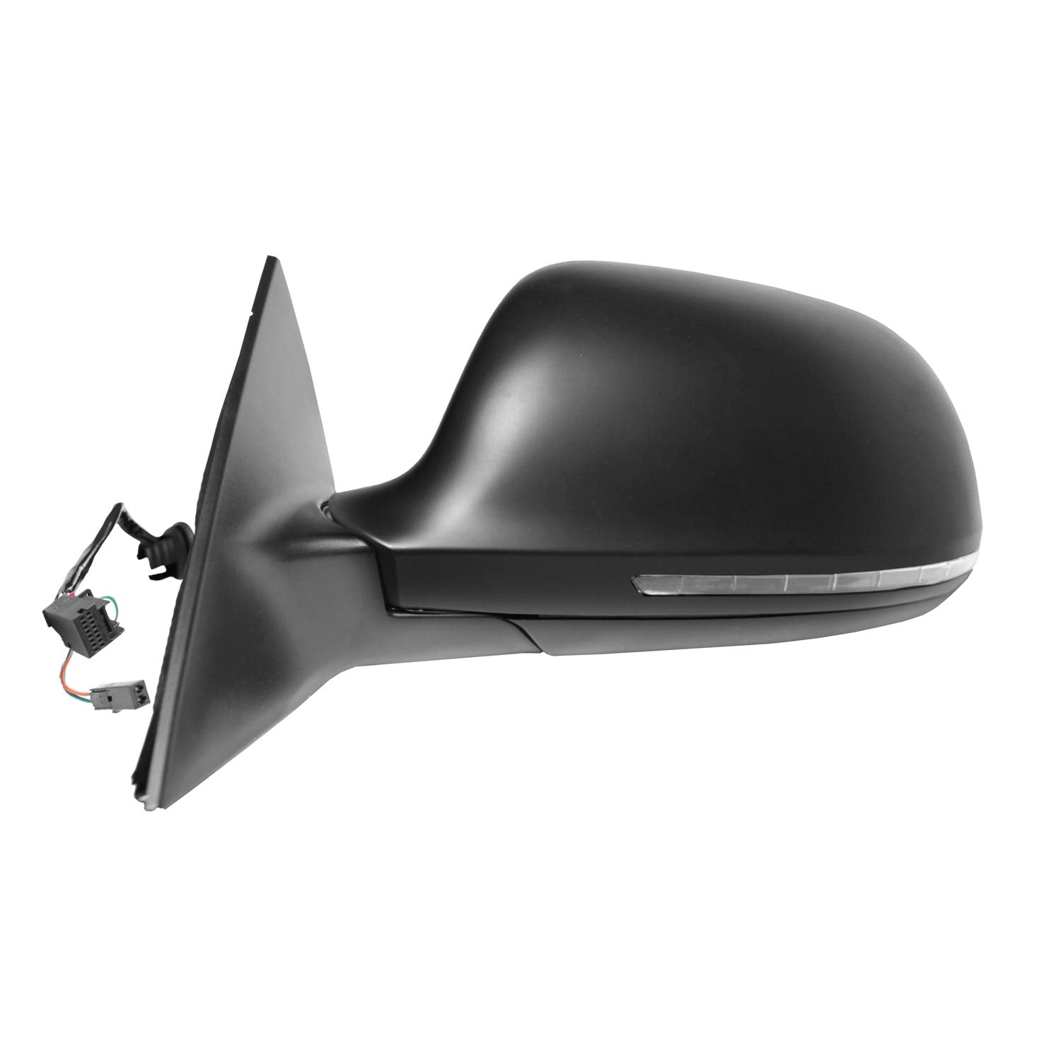 Mirror Driver Side for AUDI A6, S6, black w/PTM cover, w/turn signal, w/puddle lamp, w/memory, power folding) w/o dimming, L, HP