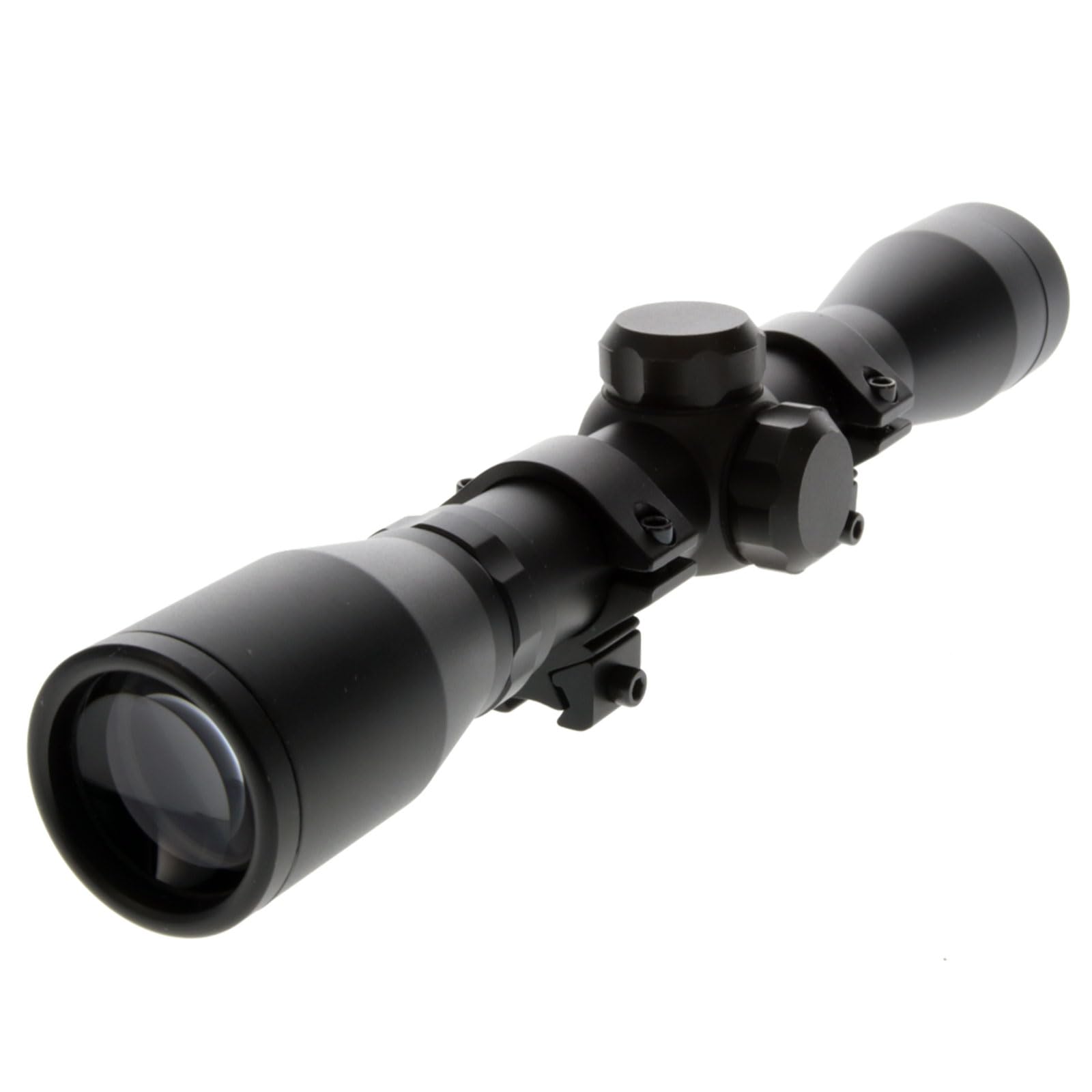 BUCKLINE TRUGLO Tactical Hunting Shooting Durable Waterproof Fogproof 1" Aluminum Tube Riflescope with 3/8" Rimfire Dovetail Mount Rings & Elastic Lens Covers Included, 4 x 32mm, Duplex Reticle
