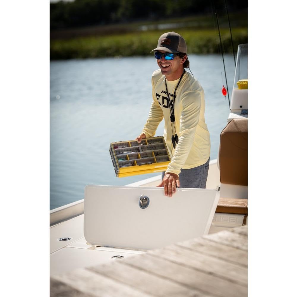 Plano 3700 EDGE Premium Tackle Utility Box, Gray and Yellow, Stackable Organizers, Waterproof, Rust-Resistant Bait and Tackle Storage