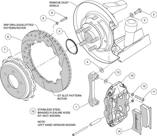 Rear FNSL4R Kit,12.88", Drilled, Red