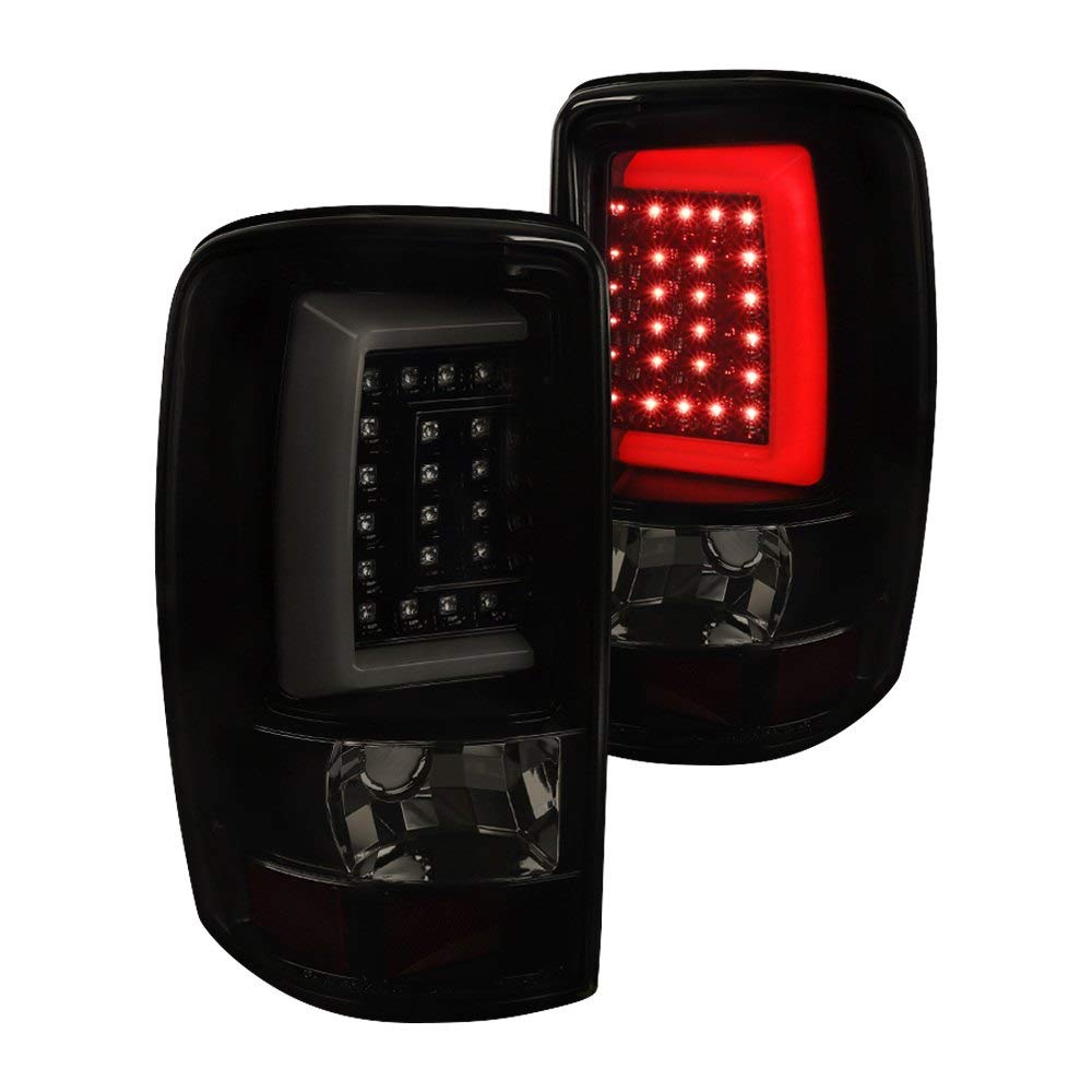 Glossy Black Smoke LED Bar Tail Lights SPEC-D TUNING Compatible with 2000-2006 Chevy/GMC Suburban, Chevy Tahoe, GMC Yukon/Denali/XL, Left + Right Pair Assembly