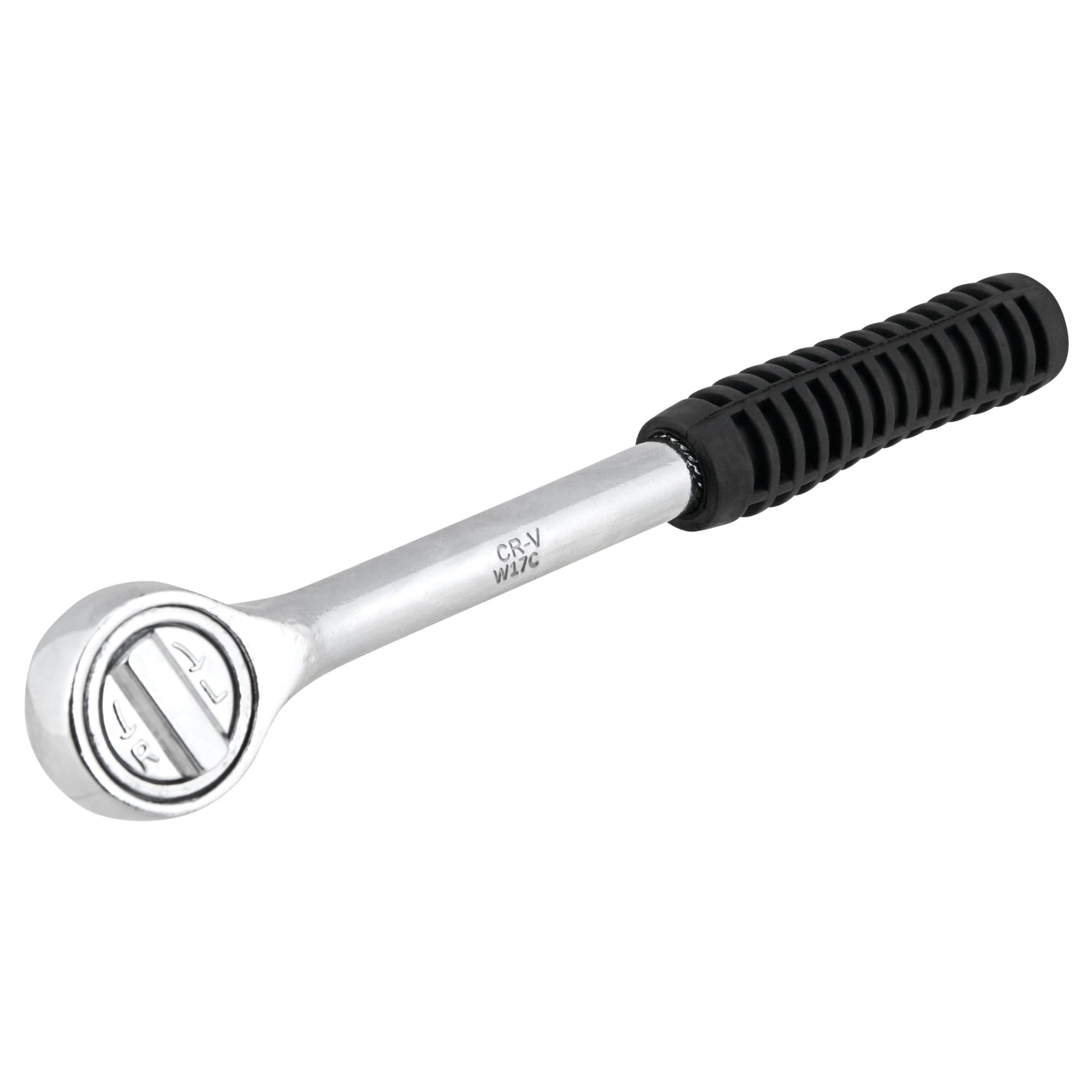 W17C Performance Tool 39-Tooth Chrome Plated Drop Forged Steel Ratchet with Comfortable Rubber Grip Handle to Resist Corrosion