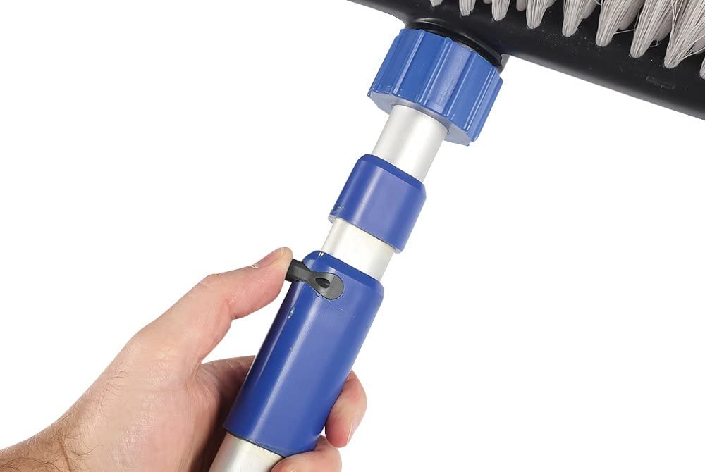 Camco Wash Brush Flow-Through with Push Button Telescoping Handle - Connect to Standard Water Hose to Clean Your Vehicle | Great for RV, Truck Boat and Car Washing - (41960)