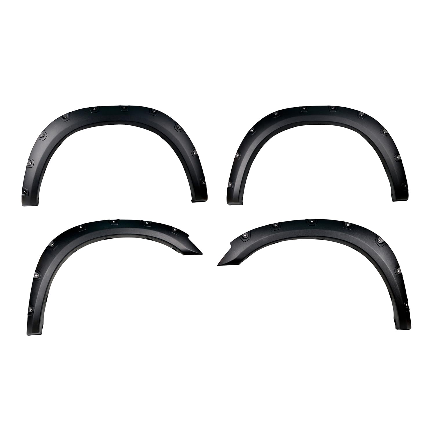 Pocket Style Fender Flares TrailFX TFD3004T for Ram 2500 2011-2018 - Black Textured Paintable Polypropylene, Set of 4 with Stainless and Black Steel Rivets