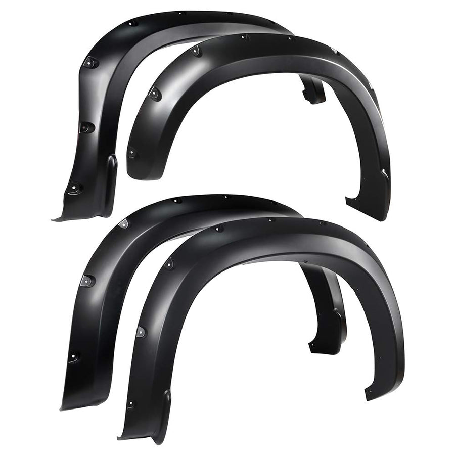 Tyger Auto Fender Flare 2019-2021 Compatible with Chevy Silverado 1500 (Not Fit 19 LD), Smooth Textured Black Paintable Bolt-Riveted Style 4pc | TG-FF8C4588