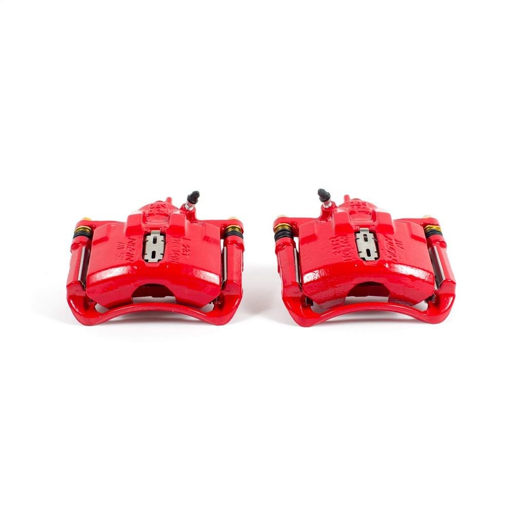 Power Stop S1381 Front Pair of High-Temp Red Powder Coated Calipers for Honda Accord 1990-1993 [Model Specific]
