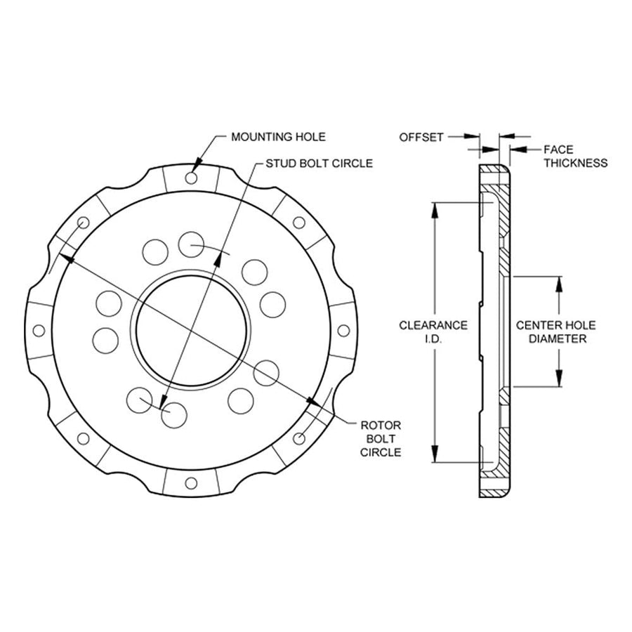 Hat-Drag Wilwood 170-10543 Front,.1.63" Offset