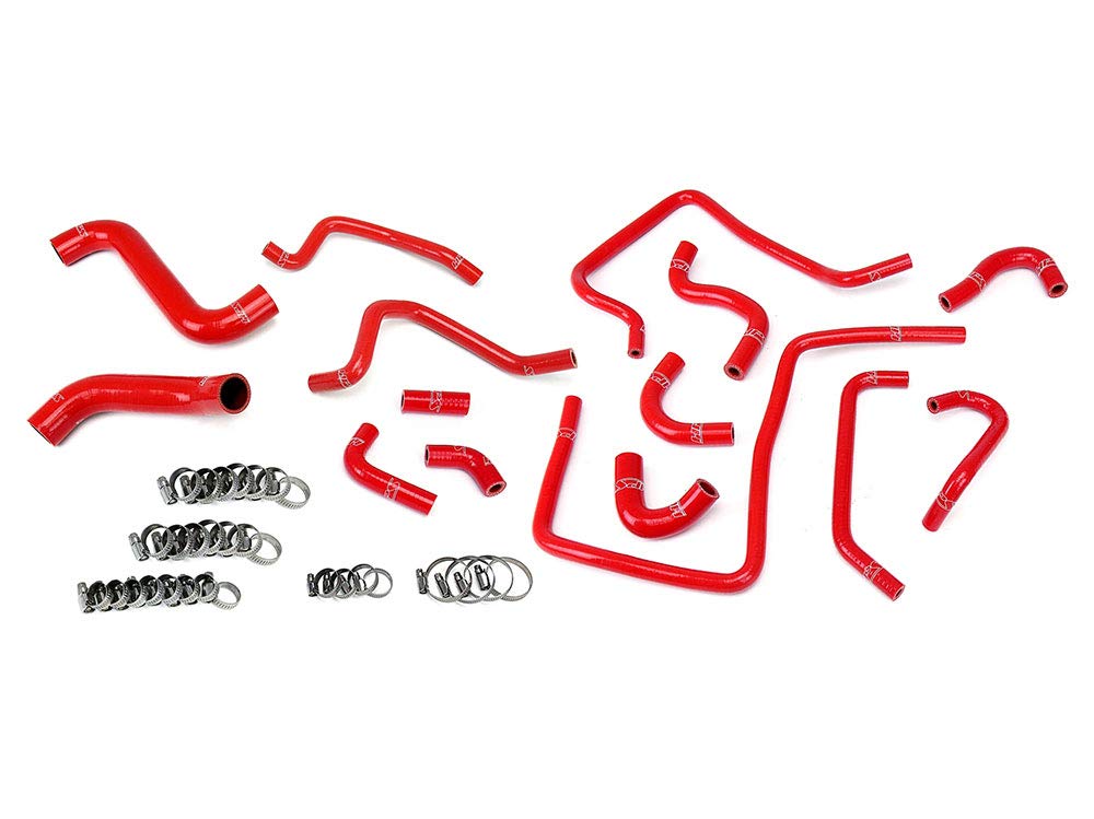 Red HPS Silicone Radiator Heater Ancillary Hoses 15pcs Complete Kit Coolant 57-1812-RED