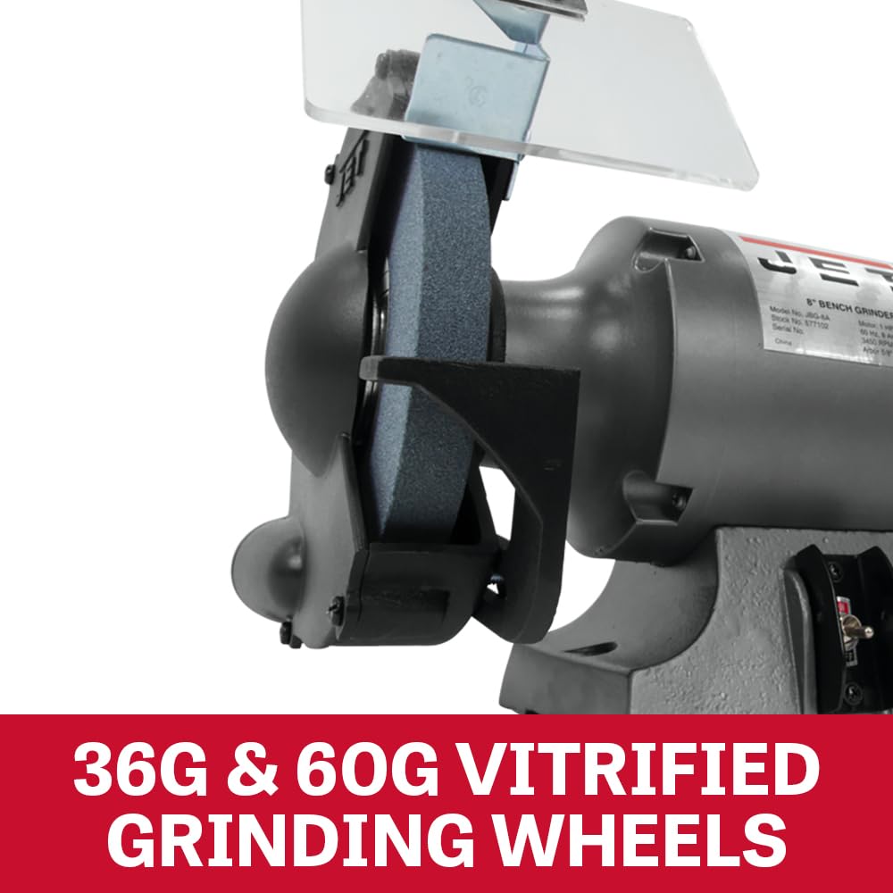 JET 8-Inch Grinder Bench, 3450 RPM, 1/2 HP, 120V 1Ph (Model JBG-8)