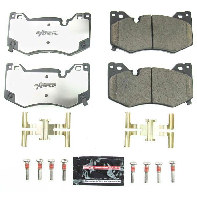 Power Stop Z26-8009 Carbon Fiber Ceramic Brake Pads Front with Hardware For 2020 2021 2022 Cadillac CT4 [CT4-V] | 2020 2021 Cadillac CT5 [CT5-V] | 2020 2021 2022 2023 Chevy Corvette Z51, Stingray