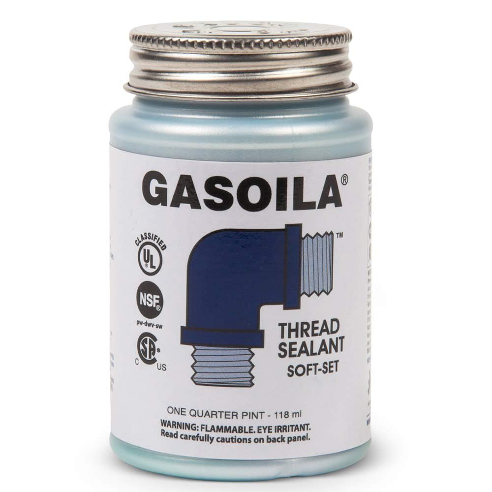 Soft-Set Gasoila Pipe Thread Sealant – Non-Hardening Paste for Metal & Plastic, 1/4 Pint with Brush Cap – Reliable Leak Prevention, Drip-Resistant, Temp Range -100 to 600°F, Made in USA